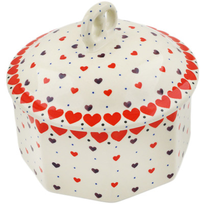 Polish Pottery Pretzel Jar 6&quot; Love All Around