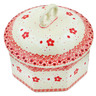Polish Pottery Pretzel Jar 6&quot; Poinsettia Lace