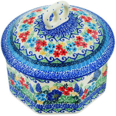 Polish Pottery Pretzel Jar 6&quot; Royal Blue Monarch UNIKAT
