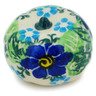 Polish Pottery Pumpkin Figurine 2&quot; Blue Floral Day UNIKAT
