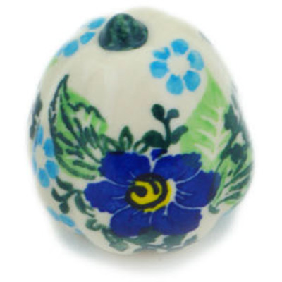 Polish Pottery Pumpkin Figurine 2&quot; Blue Floral Day UNIKAT
