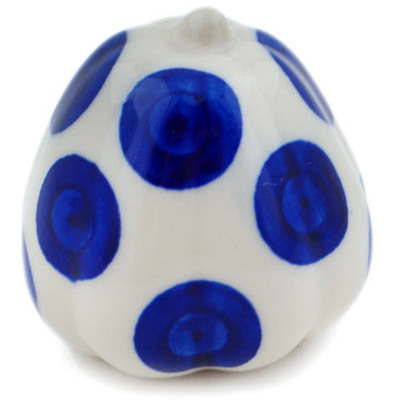 Polish Pottery Pumpkin Figurine 2&quot; Blue Polka Dot Beauty