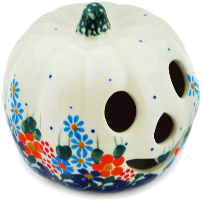 Polish Pottery Pumpkin Figurine 3&quot; Backyard Blooms UNIKAT