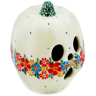 Polish Pottery Pumpkin Figurine 4&quot; Floral Crown UNIKAT
