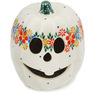 Polish Pottery Pumpkin Figurine 4&quot; Flowers In The Spring UNIKAT