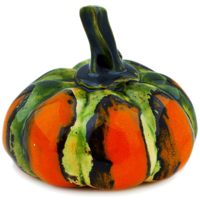 Polish Pottery Pumpkin Figurine 5&quot; Orange