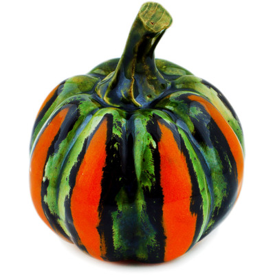 Polish Pottery Pumpkin Figurine 5&quot; Orange