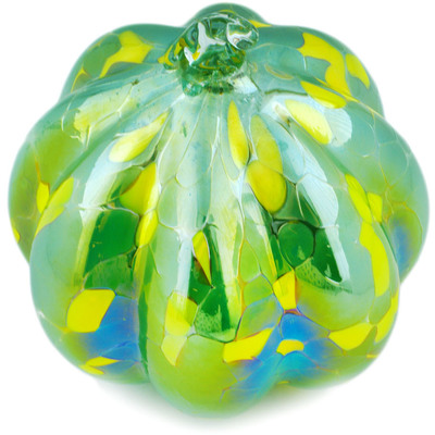 Glass Pumpkin Figurine 6&quot; Green