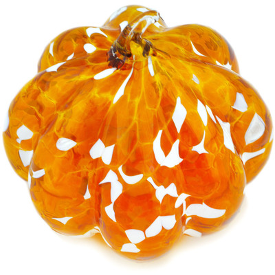Glass Pumpkin Figurine 6&quot; Orange