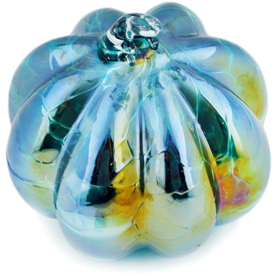 Glass Pumpkin Figurine 6&quot; Silver