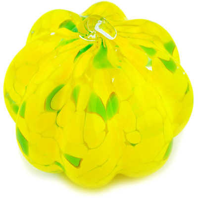 Glass Pumpkin Figurine 6&quot; Yellow