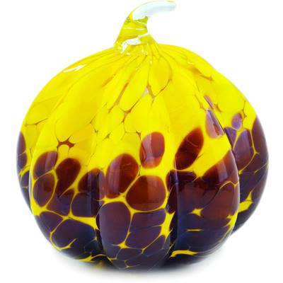 Glass Pumpkin Figurine 6&quot; Yellow