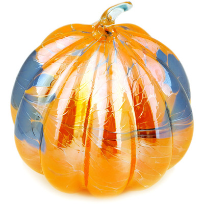 Glass Pumpkin Figurine 8&quot; Orange