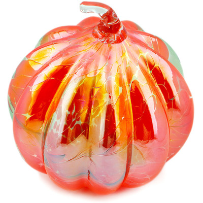 Glass Pumpkin Figurine 8&quot; Orange