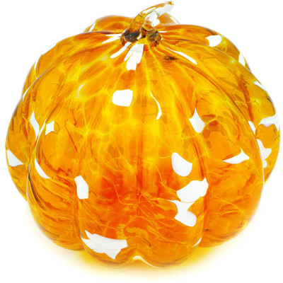 Glass Pumpkin Figurine 8&quot; Orange