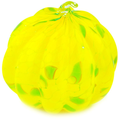 Glass Pumpkin Figurine 8&quot; Yellow