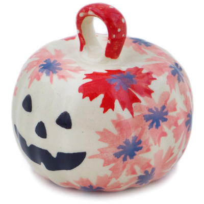 Polish Pottery Pumpkin Ornament 2&quot; Blossom Radiance UNIKAT