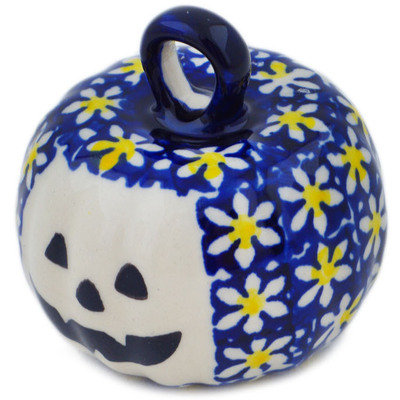 Polish Pottery Pumpkin Ornament 2&quot; Daisy