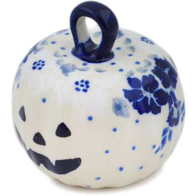 Polish Pottery Pumpkin Ornament 2&quot; December&#039;s Blooms UNIKAT