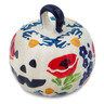 Polish Pottery Pumpkin Ornament 2&quot; Wild Poppies UNIKAT