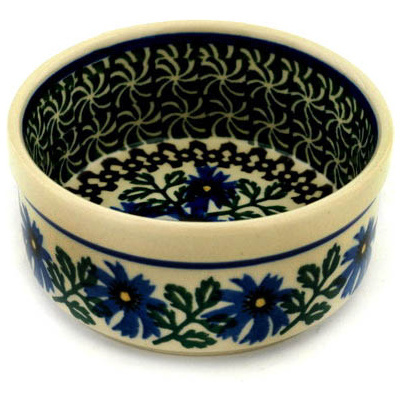 Polish Pottery Ramekin Bowl Blue Chicory
