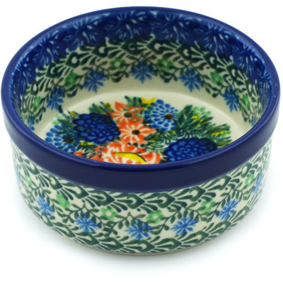 Polish Pottery Ramekin Bowl Elegant Bouquet UNIKAT