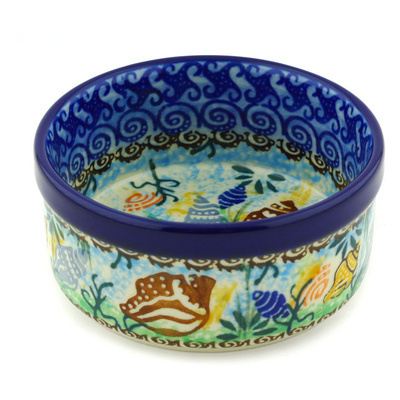 Polish Pottery Ramekin Bowl Ocean Whisper UNIKAT