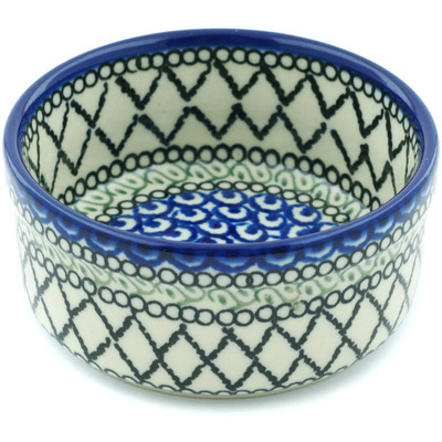 Polish Pottery Ramekin Bowl Peacock&#039;s Web UNIKAT