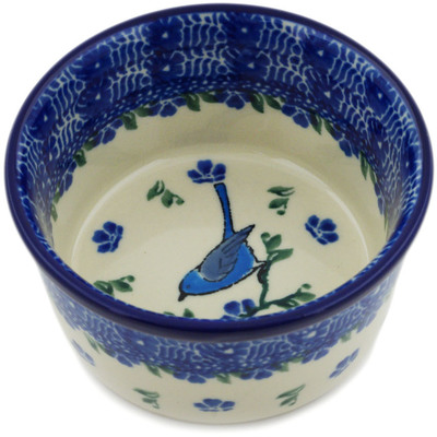 Polish Pottery Ramekin Bowl Small Baby Blue Bird