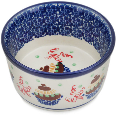 Polish Pottery Ramekin Bowl Small Birthday Cupcakes