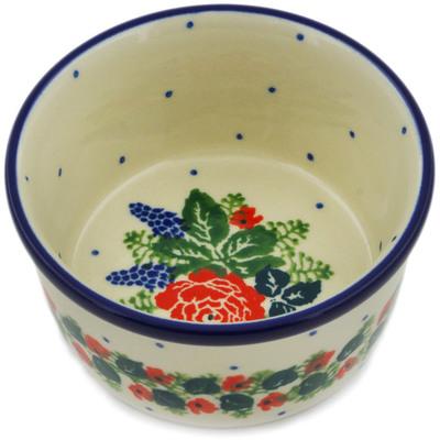 Polish Pottery Ramekin Bowl Small Blooming Garden