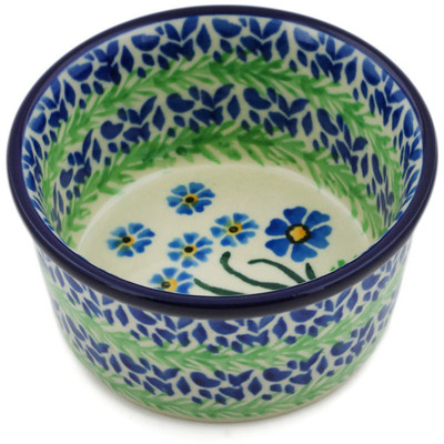 Polish Pottery Ramekin Bowl Small Blue April Showers