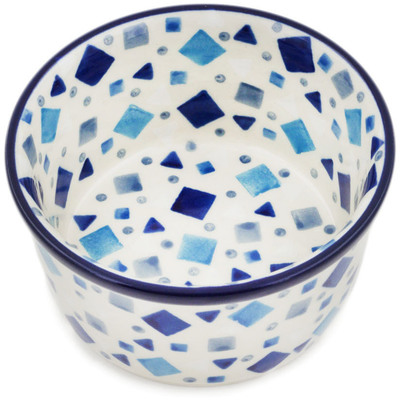 Polish Pottery Ramekin Bowl Small Blue Celebration