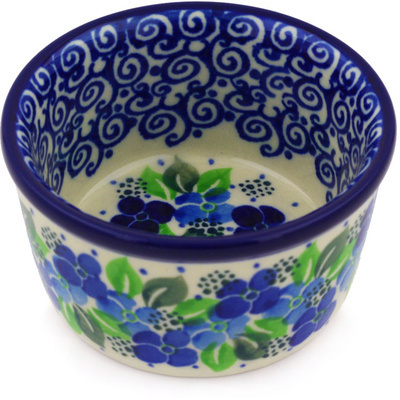 Polish Pottery Ramekin Bowl Small Blue Phlox