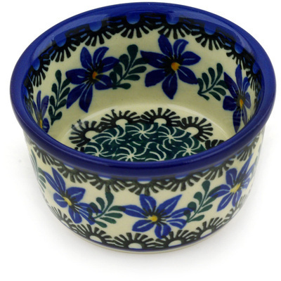 Polish Pottery Ramekin Bowl Small Blue Violets