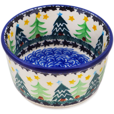 Polish Pottery Ramekin Bowl Small Christmas Evergreen