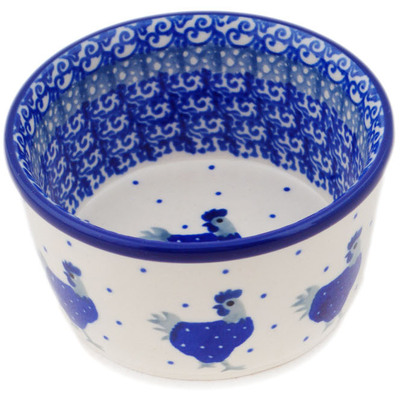 Polish Pottery Ramekin Bowl Small Cobalt Hen