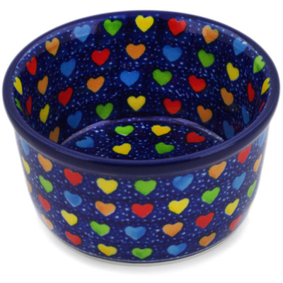 Polish Pottery Ramekin Bowl Small Colourful Dot Show UNIKAT