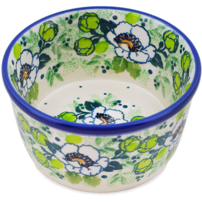 Polish Pottery Ramekin Bowl Small Daisies Wreath UNIKAT