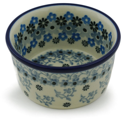 Polish Pottery Ramekin Bowl Small Delicate Blue Composition