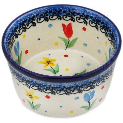 Polish Pottery Ramekin Bowl Small Full Bloom UNIKAT