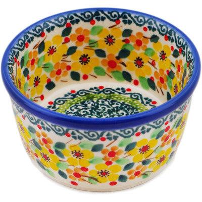 Polish Pottery Ramekin Bowl Small Happy Thoughts UNIKAT