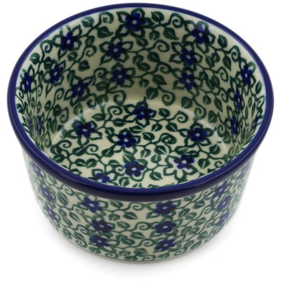 Polish Pottery Ramekin Bowl Small Lobelia Vines