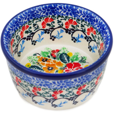 Polish Pottery Ramekin Bowl Small Lovely Cottage Garden UNIKAT