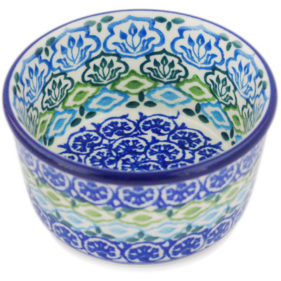 Polish Pottery Ramekin Bowl Small Ocean Tulips