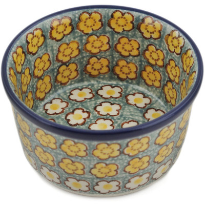 Polish Pottery Ramekin Bowl Small Popcorn Daisies UNIKAT