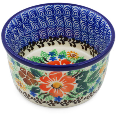 Polish Pottery Ramekin Bowl Small Pristine Pansy UNIKAT