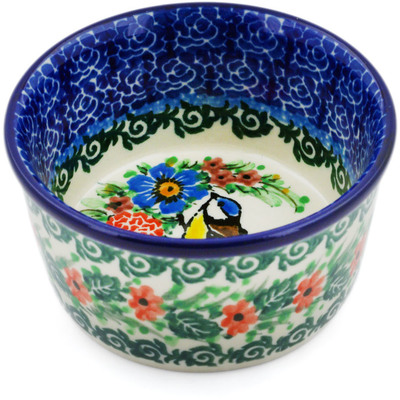 Polish Pottery Ramekin Bowl Small Robbin&#039;s Meadow UNIKAT