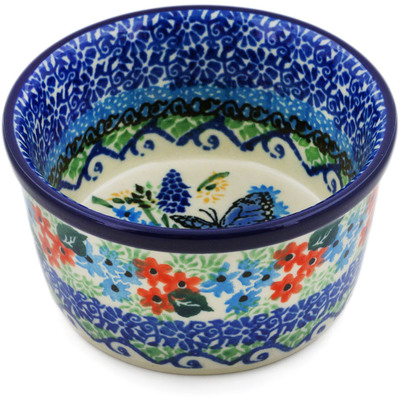 Polish Pottery Ramekin Bowl Small Royal Blue Monarch UNIKAT