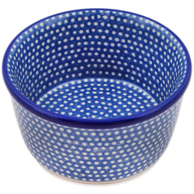Polish Pottery Ramekin Bowl Small Slate Blue Dots UNIKAT